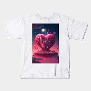 valentine's day Heart of pink Wood Kids T-Shirt